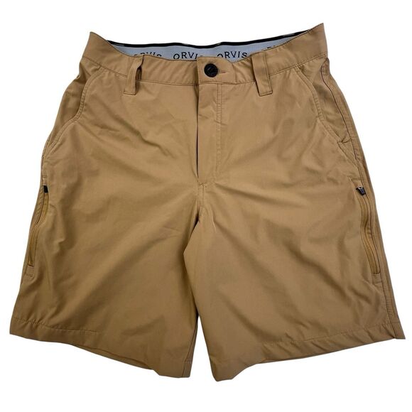 Orvis Tech Shorts Men's 30 Khaki Cargo Pocket Performance Hiking Stretch - Picture 1 of 15